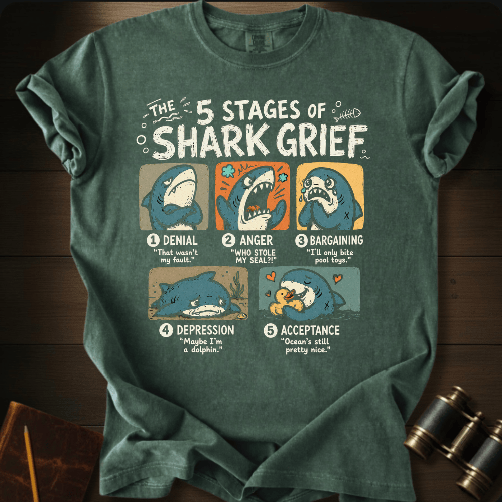 5 Stages of Shark Grief T-shirt