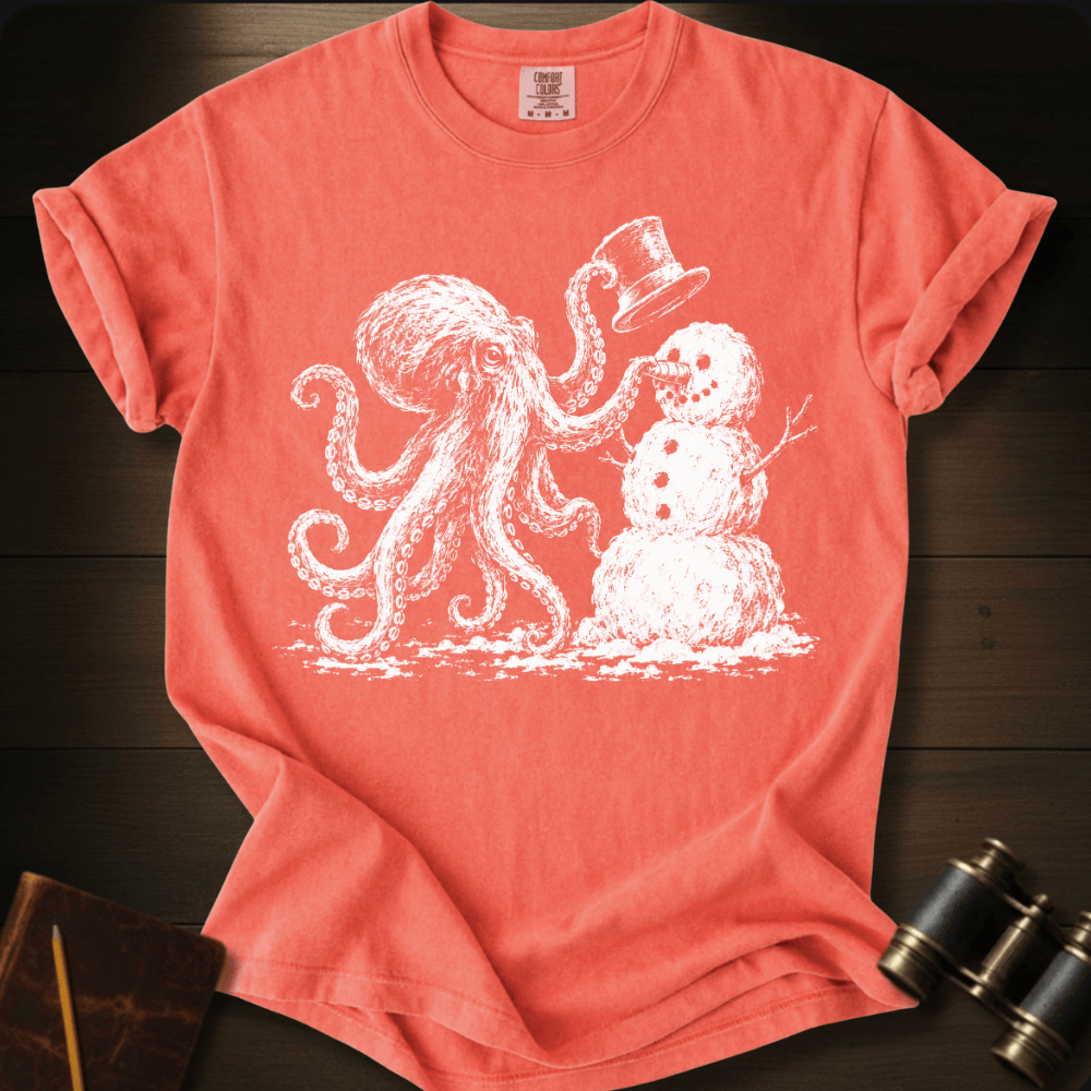 Octopus Building Snow Man T-shirt