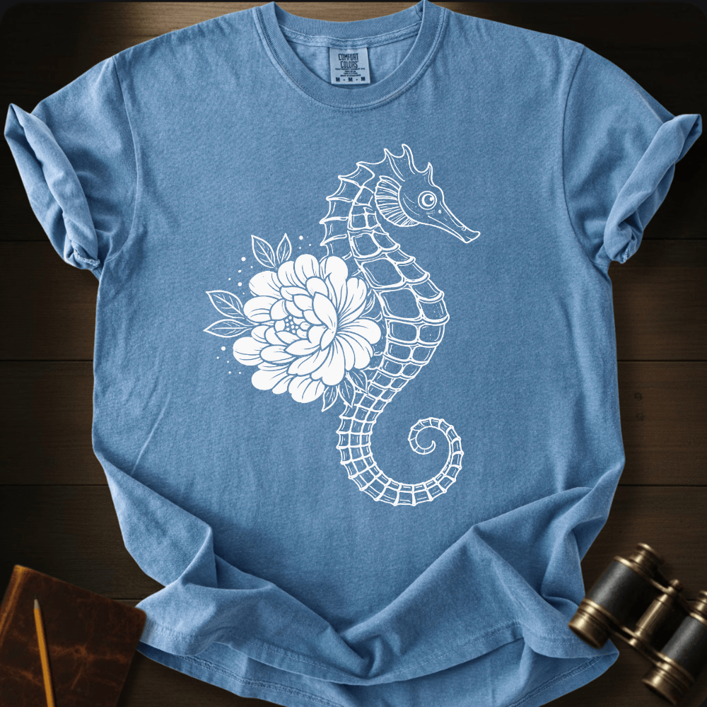 Sea in Bloom ocean floral graphic on a Comfort Colors unisex tee – Full Sail Marine nautical apparel