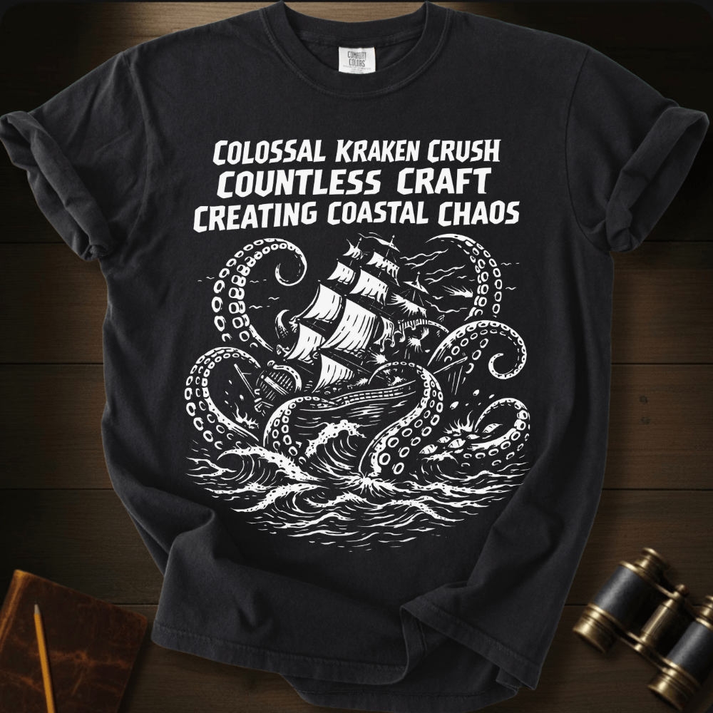 Kraken Crush kraken graphic on a Comfort Colors unisex tee – Full Sail Marine ocean apparel