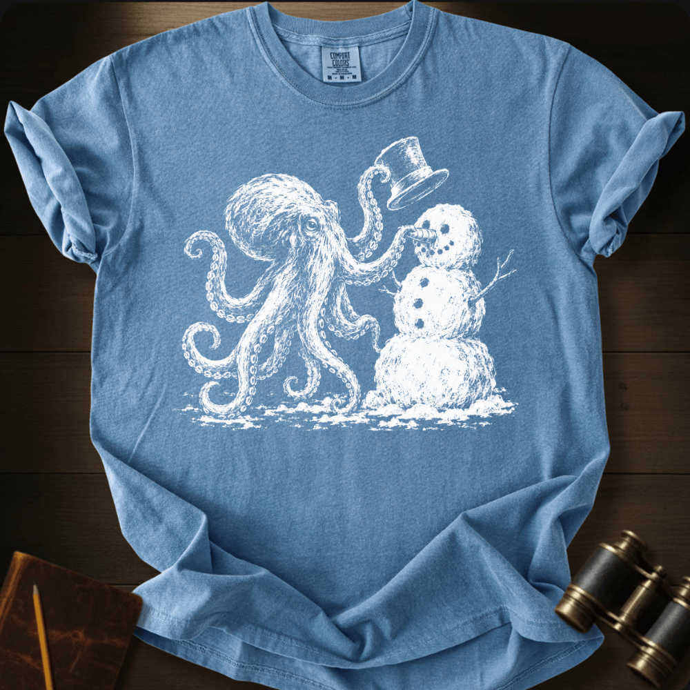 Octopus Building Snow Man T-shirt